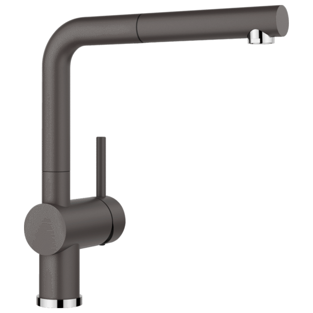 Blanco LINUS S Pull-Out Kitchen Faucet Mixer in Rock Grey - Modern Single Handle Sink Faucet for Kitchen & Bathroom, Perfect for Washing Dishes, Filling Pots & Daily Water Use