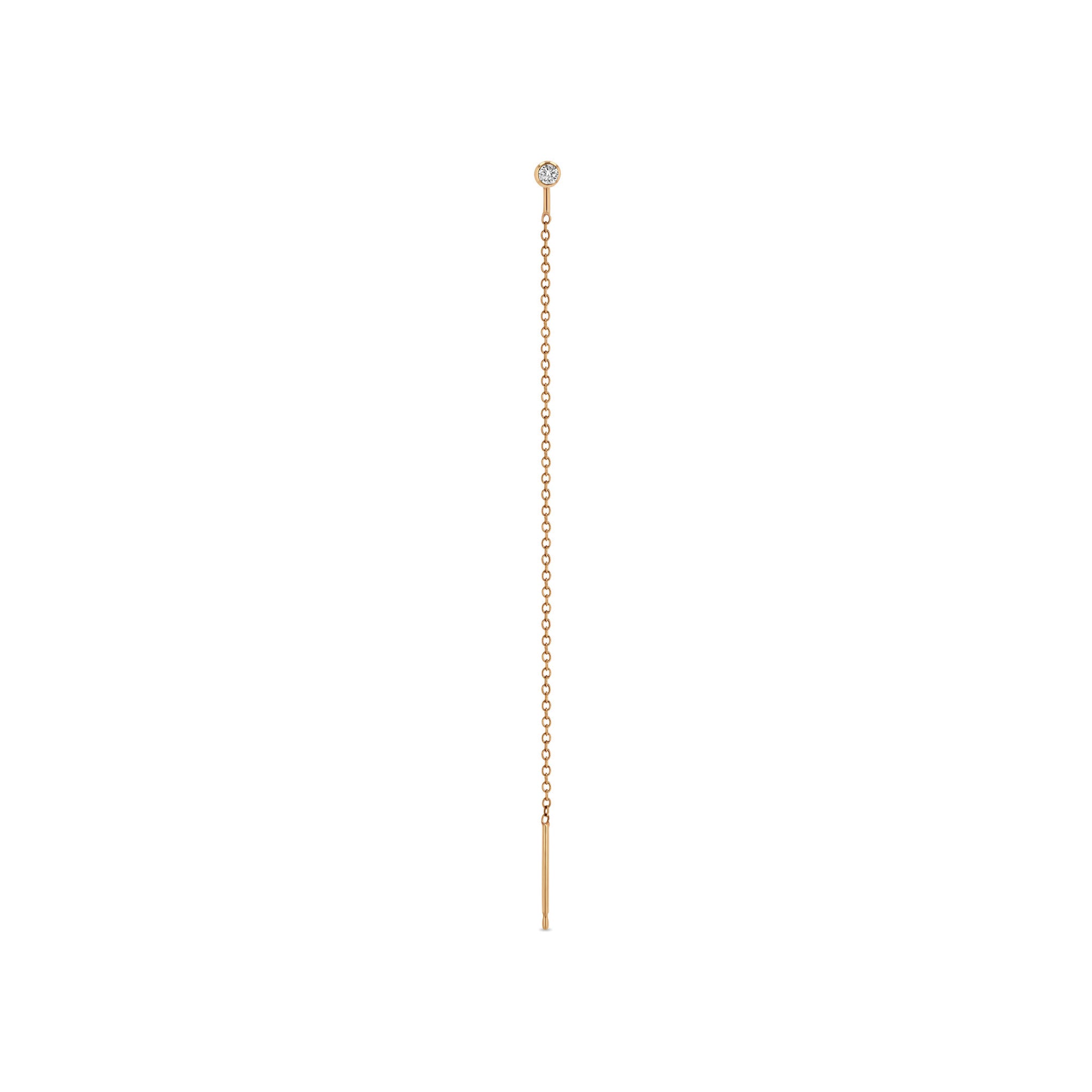 14K Gold Diamond Bezel Threader Earrings for Women - Dainty & Elegant Jewelry Gift for Bridal, Party & Everyday Wear