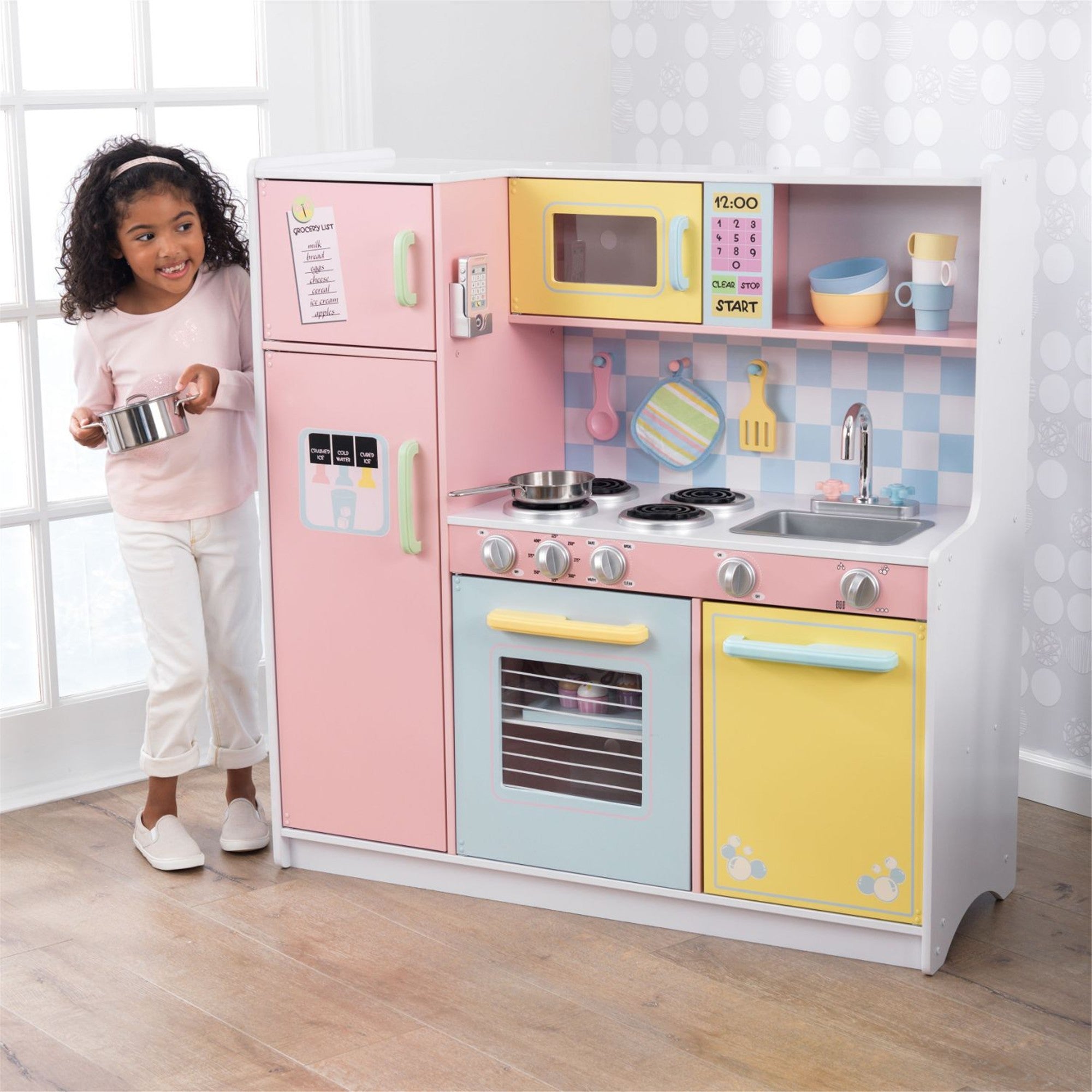 KidKraft Large Pastel Kitchen Playset - Wooden Pretend Play Toy for Kids, Girls & Boys - Perfect for Imaginative Play, Role-Playing & Early Learning - Great Gift for Birthdays & Holidays