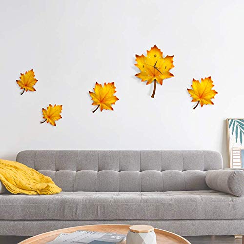 Nordic Style Maple Leaf Wall Hanging Decor - Handmade Living Room Wall Art, Sofa Background Decor for Home & Restaurant - 5-Piece Set (Perfect for Fall Decor, Thanksgiving, Christmas & Cozy Interior Design)