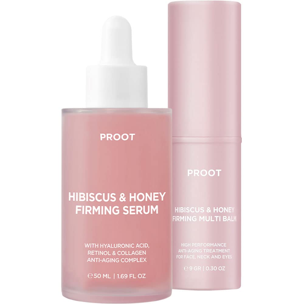 Hibiscus Honey Firming Serum & Balm Set for Face, Neck & Body Care