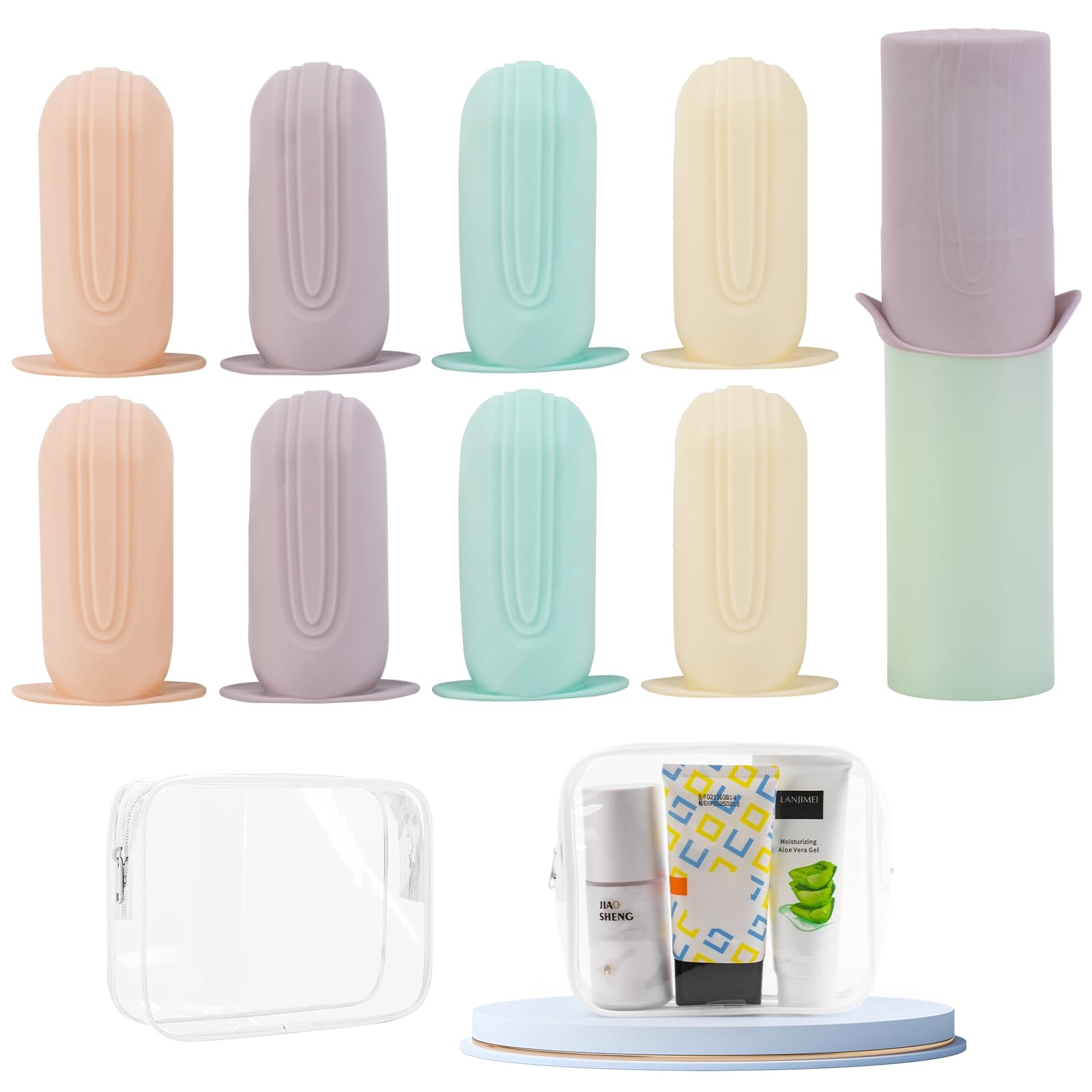 **Leak-Proof Travel Bottle Covers (9-Pack) – Elastic Sleeves for Toiletries, Luggage Accessories & Travel Essentials – Perfect for Airports, Camping & Gym**