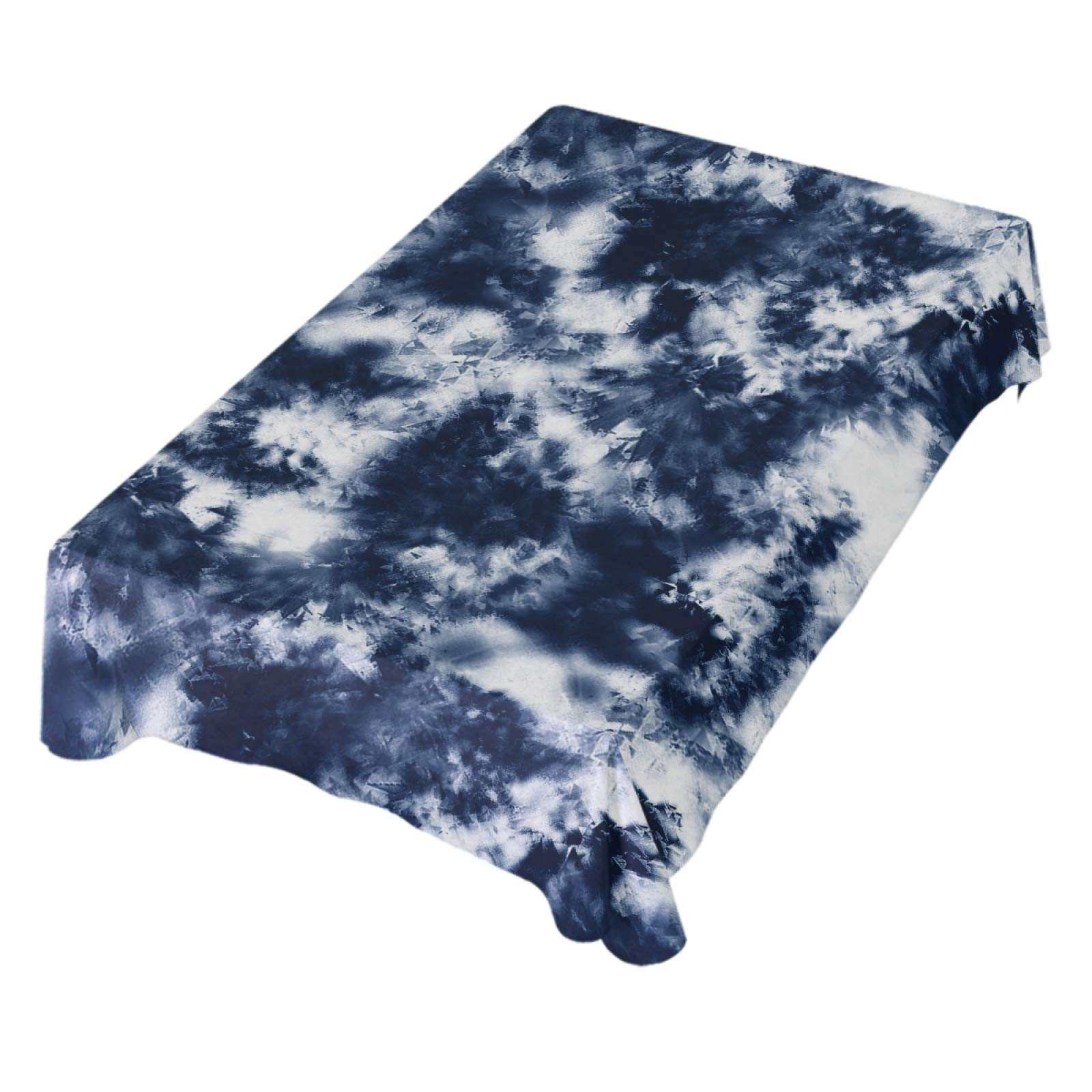 ALAZA Shibori Tie Dye Batik Navy Blue Tablecloth 54 x 72 Inch - Wrinkle-Resistant Rectangle Table Cover for Dining, Kitchen, Parties & Outdoor Picnics