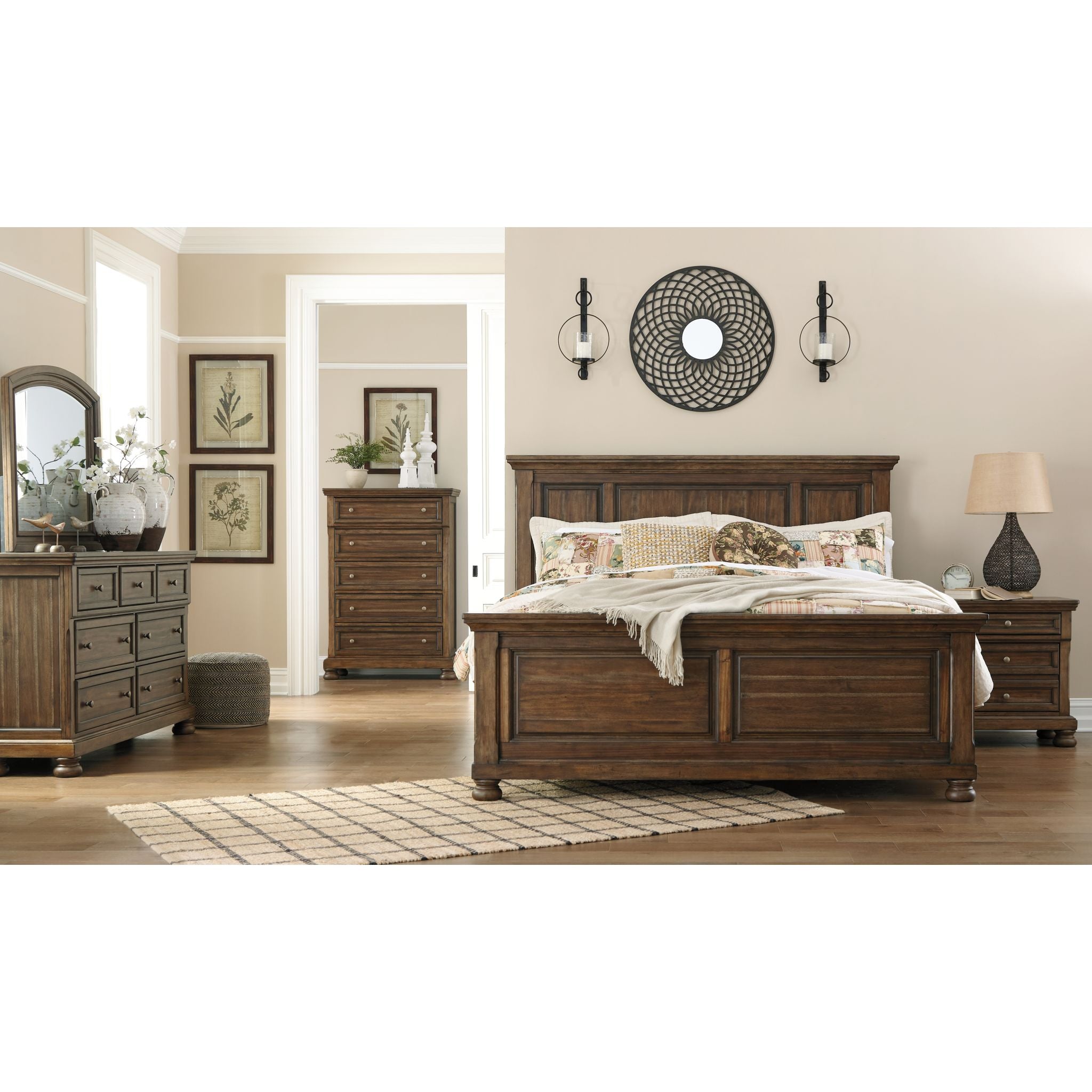 Baymore Queen Panel Bed Frame - Modern Wooden Platform Bed with Headboard & Footboard - Perfect for Bedroom, Guest Room, or Dormitory