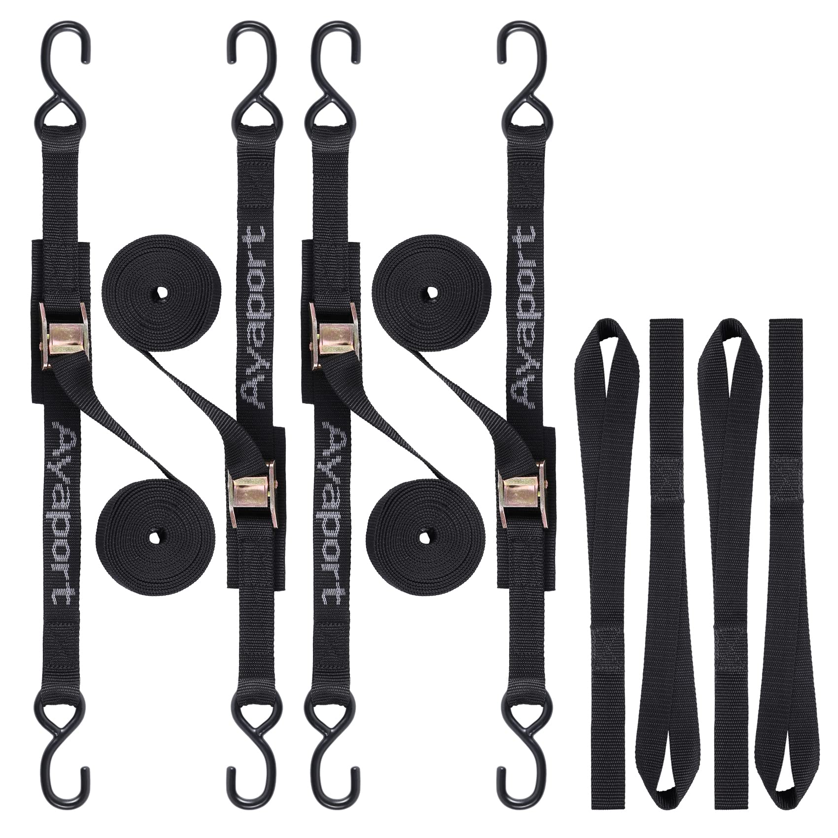 Ayaport 20FT Heavy Duty Cam Buckle Tie Down Straps - 2200lbs Break Strength with S Hooks - Secure Motorcycle, Kayak, Car, Truck, Dirt Bike - Ideal for Transport, Towing & Outdoor Adventures