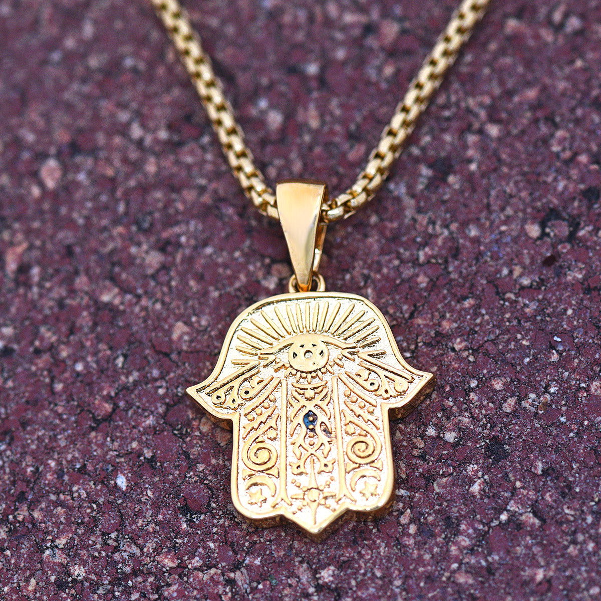 Mini Hamsa Hand Evil Eye Pendant Necklace - 18K Gold Plated Protection Charm for Women | Spiritual Jewelry Gift for Birthday, Travel & Daily Wear