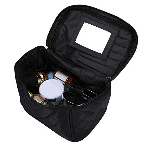 Portable Folding Makeup Bag with Mirror - Travel Cosmetic Organizer for Toiletries & Beauty Tools | Perfect for Vacation, Gym, and Daily Use