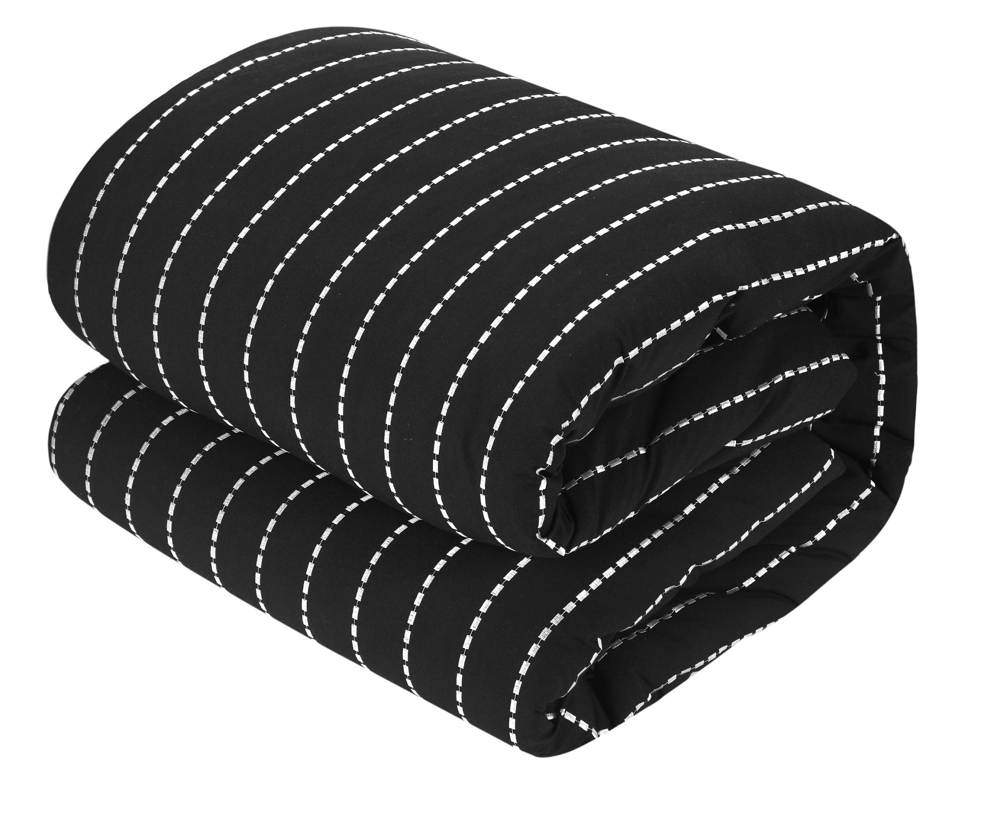Chic Home CS3962-AN Brenton Super Rich Microfiber Stitch Embroidered 9-Piece Comforter Set - Queen Size, Black | Luxury Bedding for Master Bedroom & Guest Room Decor