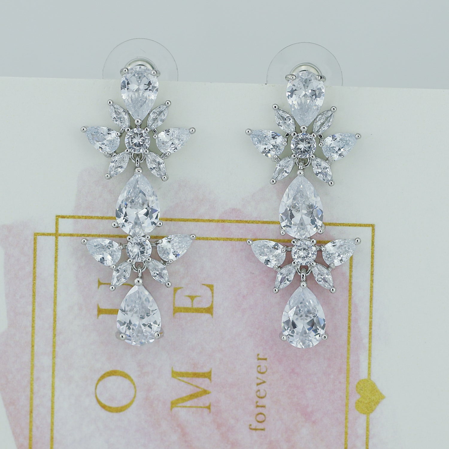 Elegant Cubic Zirconia Dangle Earrings for Women - CE10880 - Perfect for Parties, Weddings & Evening Events