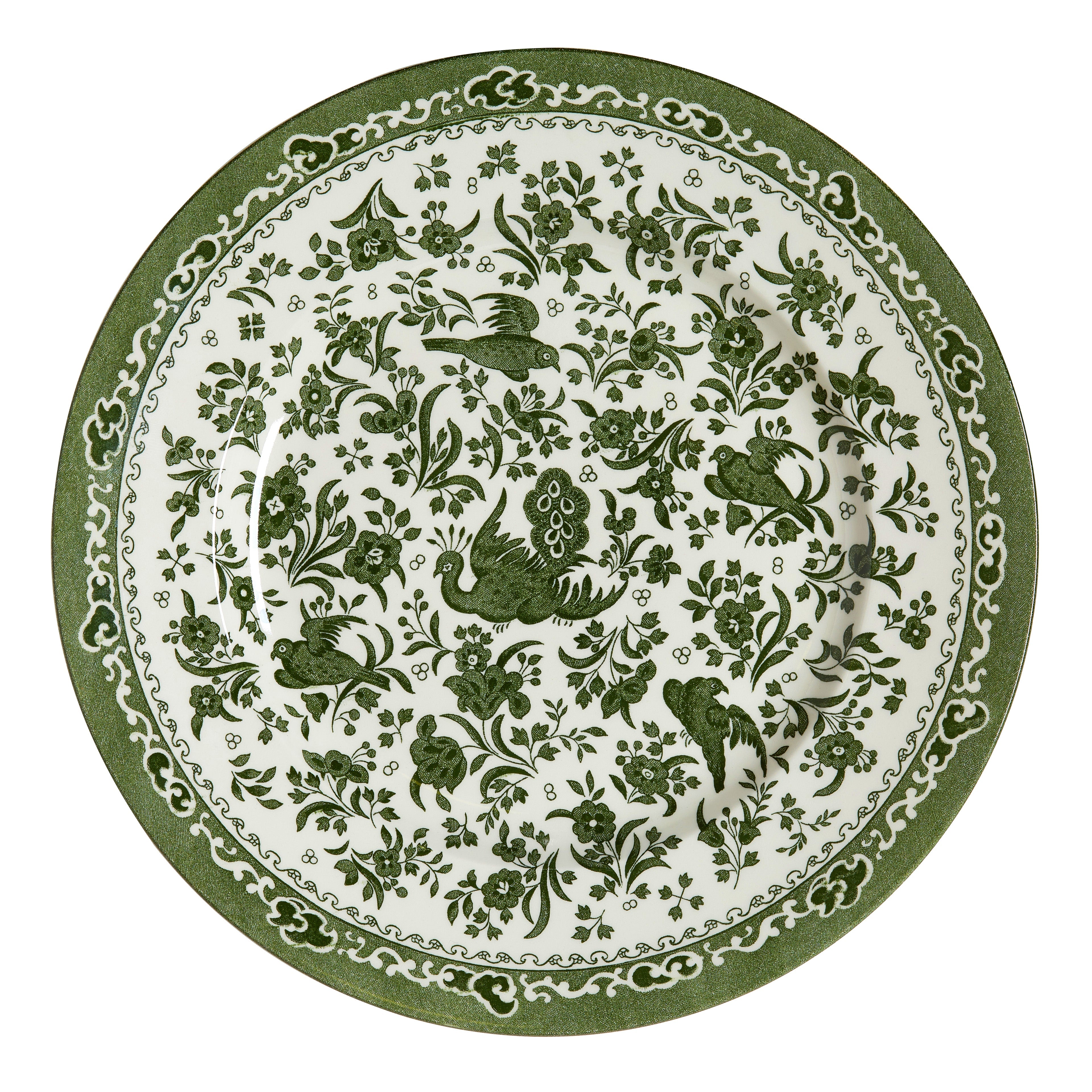 Burleigh Green Regal Peacock Dinnerware Set - Elegant Porcelain Plates & Bowls for Fine Dining & Special Occasions