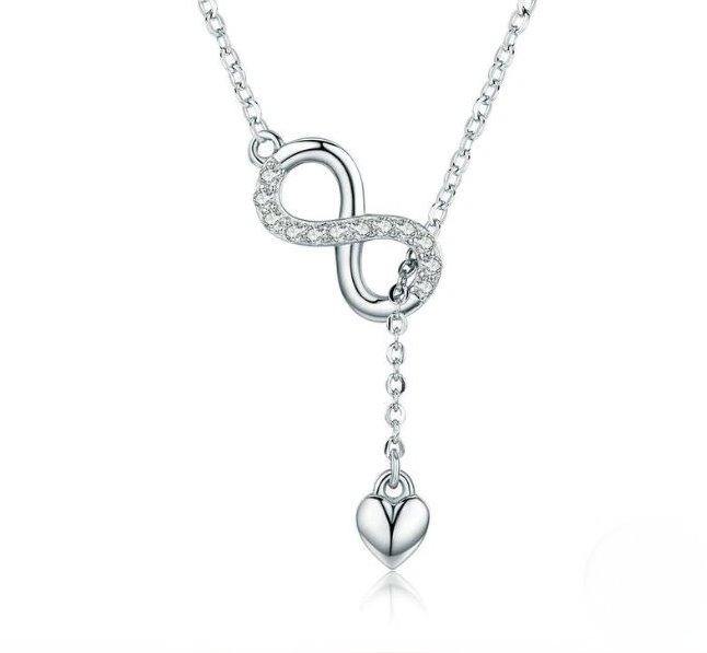 Infinity Love Heart Sterling Silver Necklace for Women - Dainty 925 Silver Pendant Necklace Jewelry Gift for Her - Perfect for Anniversary, Valentine's Day & Romantic Occasions