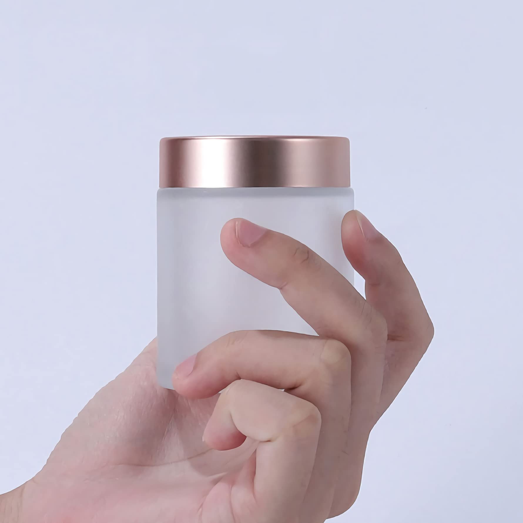 4 Pack 30ml Empty Frosted Glass Cosmetic Jars with Rose Lids - Refillable Face Cream Containers for Creams, Lotions, Lip Balm, Makeup & Skincare Samples | Perfect for Travel, Home Storage & DIY Beauty Products