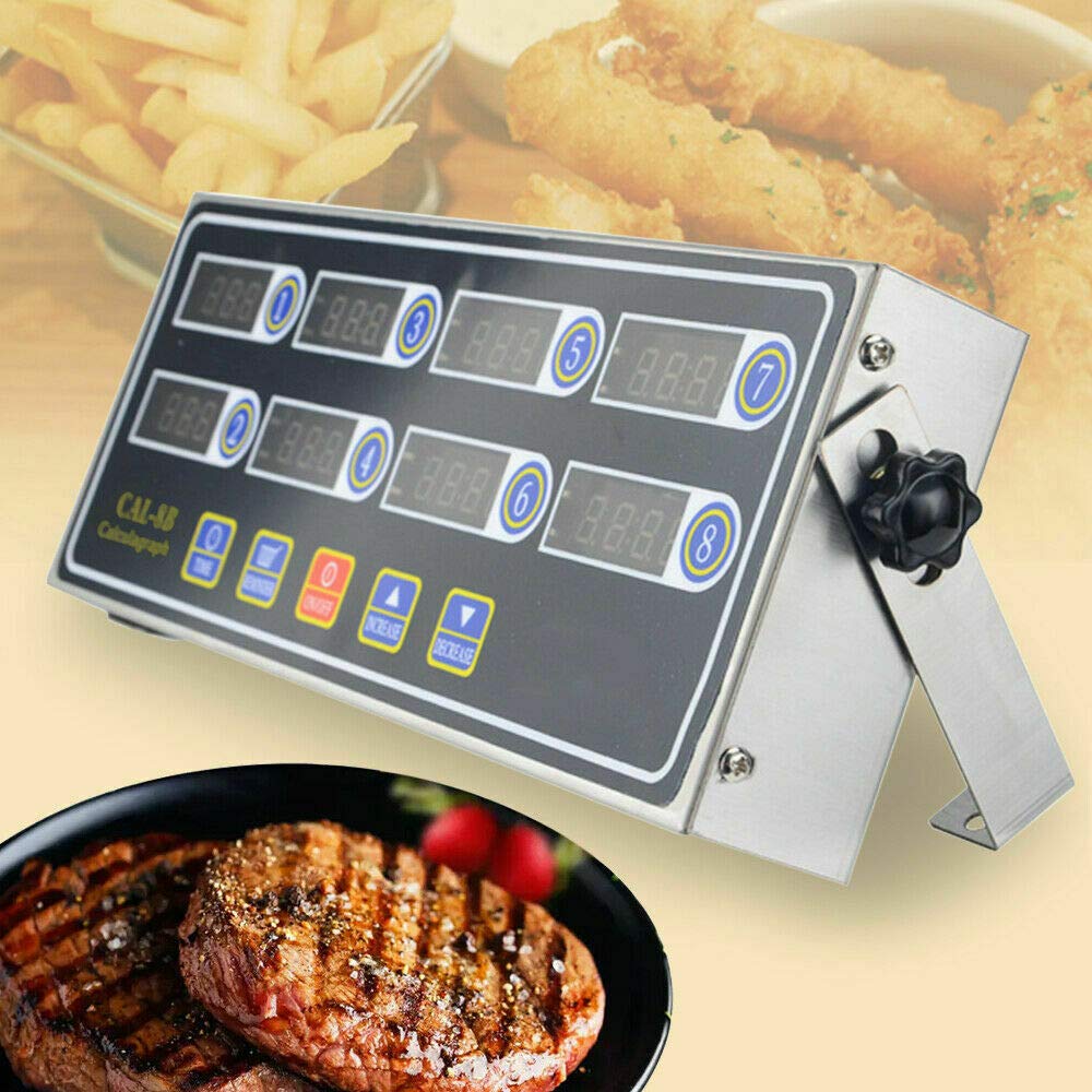 8-Channel Digital Kitchen Timer with Loud Alarm - 110V Commercial Countdown Timer for Cooking, Baking, Stage Reminders & Burger Basket Shaking (USA Stock) - Perfect for Restaurants, Bakeries & Home Kitchens