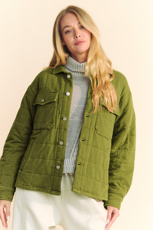 Quilted Button Down Shacket with Chest Pockets - Cozy Overshirt for Men & Women | Perfect for Fall, Winter & Outdoor Activities