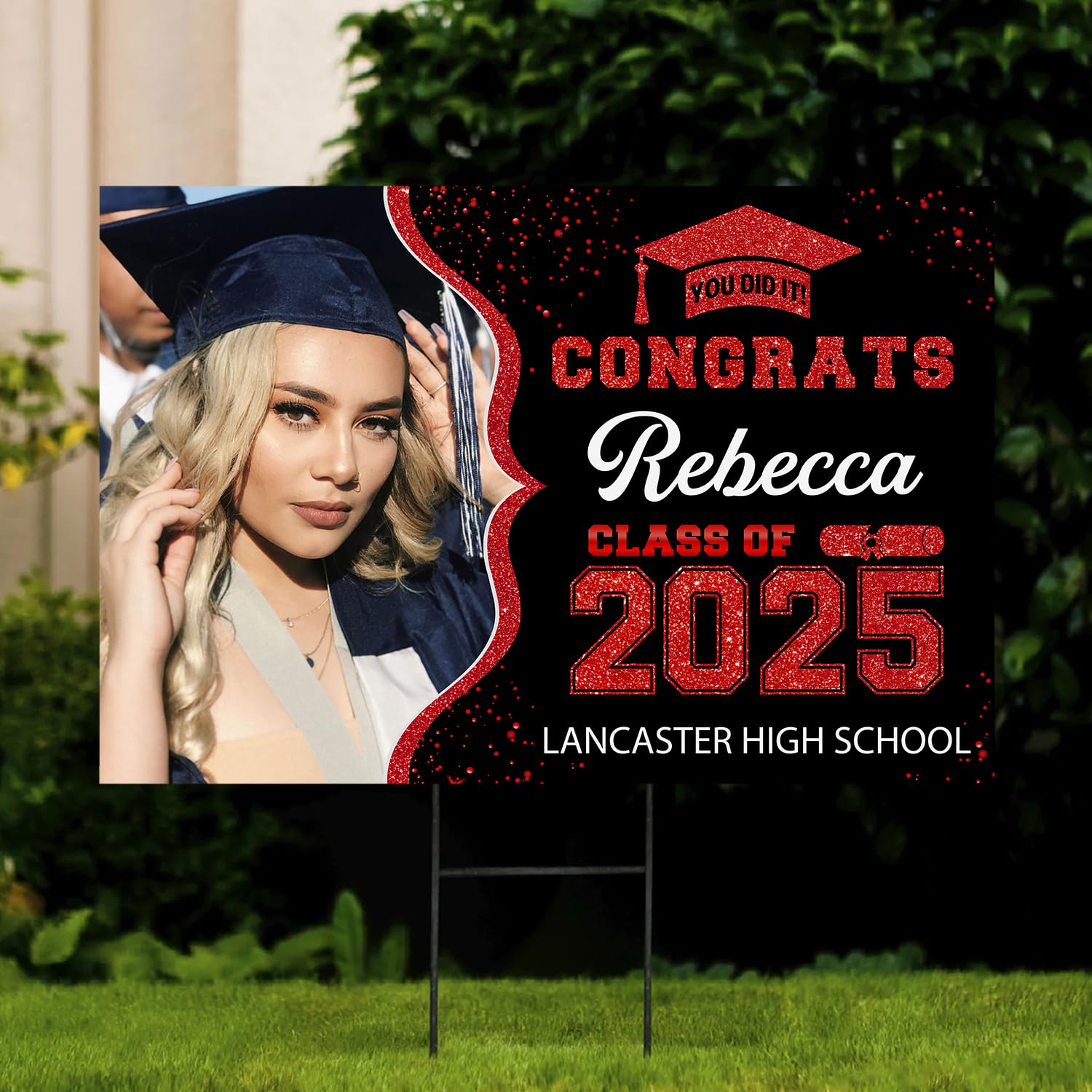 Personalized Graduation Yard Sign 2024 with Photo - Custom Senior Sign for High School & College Graduates - Class of 2024 Outdoor Decor - Perfect for Graduation Parties, Front Yard Displays & Photo Backdrops
