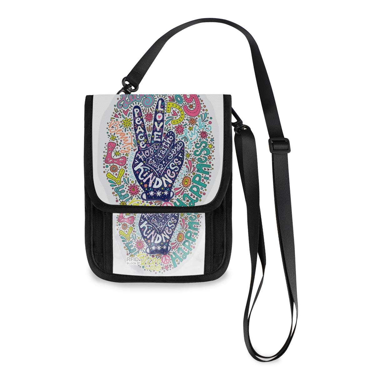 ALAZA Floral Peace Sign Crossbody Wallet - RFID Blocking Phone Purse with Credit Card Slots & Passport Holder | Perfect for Travel, Concerts, and Everyday Use