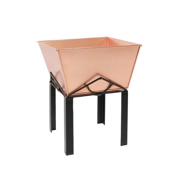 Marion Planter with Copper Plated Flower Box - Elegant Indoor/Outdoor Garden Decor for Home, Patio & Office Spaces