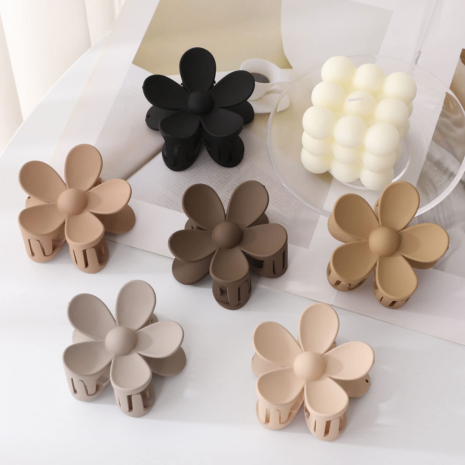 6PCS Matte Large Claw Hair Clips - Daisy Flower Hair Accessories for Women & Girls, Strong Hold Hair Clips for Thick & Thin Hair - Perfect for Everyday Wear, Parties & Gifts