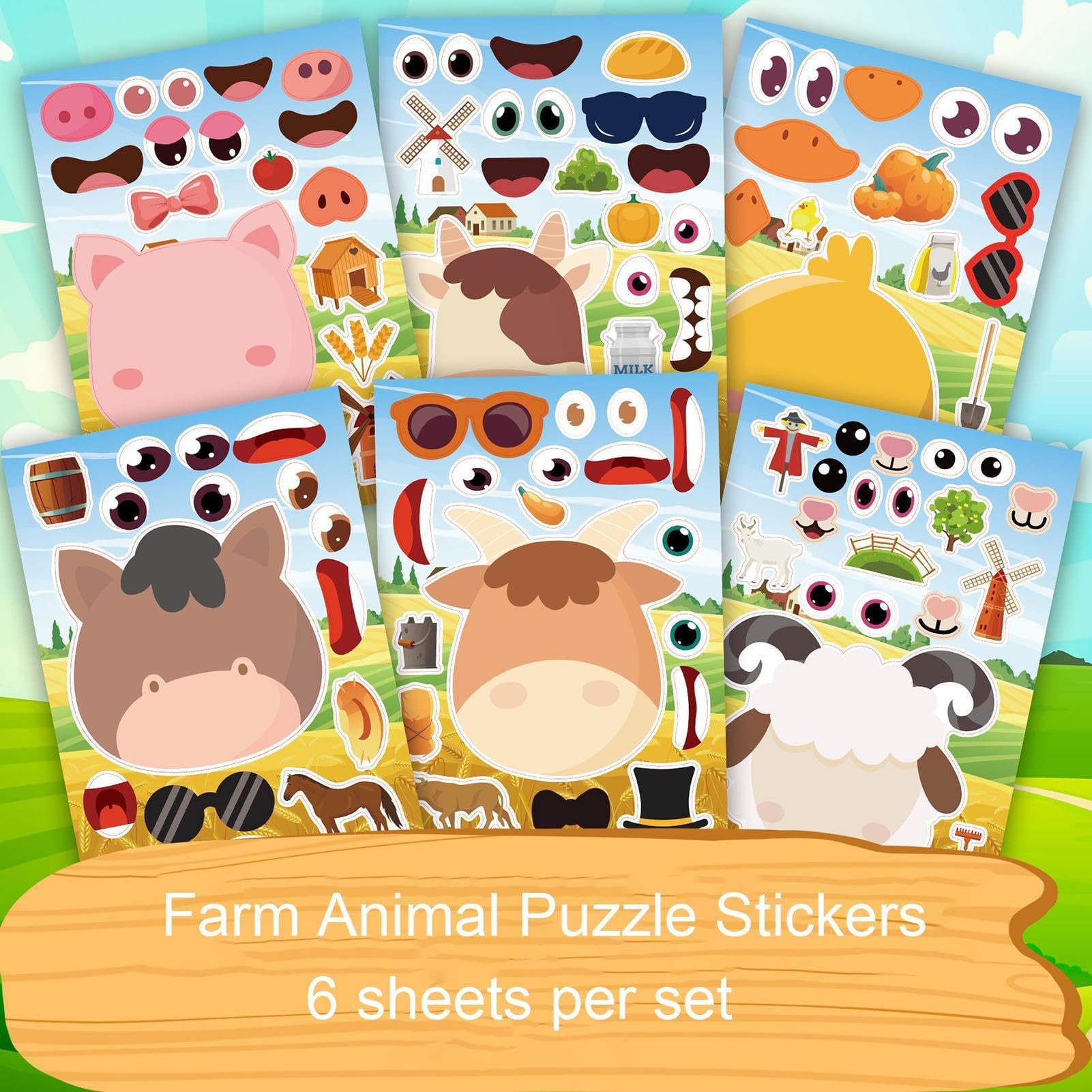 Fun Animal Face Stickers for Kids - Creative Puzzle Stickers for Learning & Play - Perfect for Birthday Parties, Classroom Activities & DIY Crafts