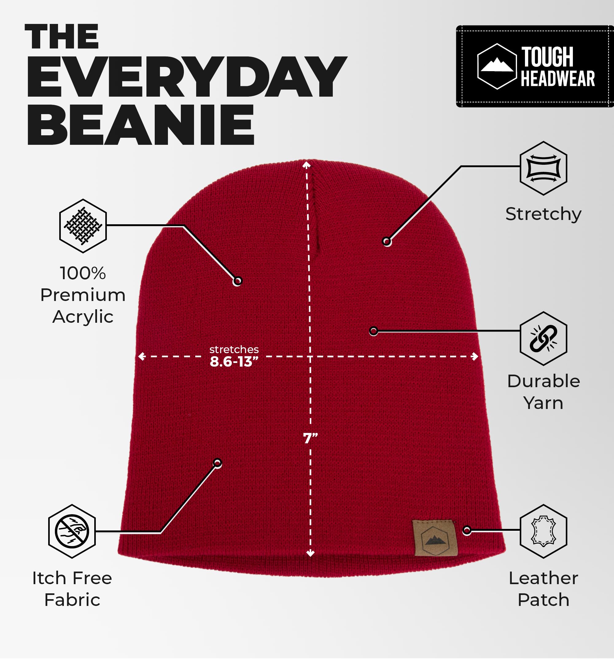Premium Tough Headwear Knit Beanie for Men & Women - Warm Winter Hat for Cold Weather - Cozy Unisex Beanie for Outdoor Activities, Skiing & Snowboarding