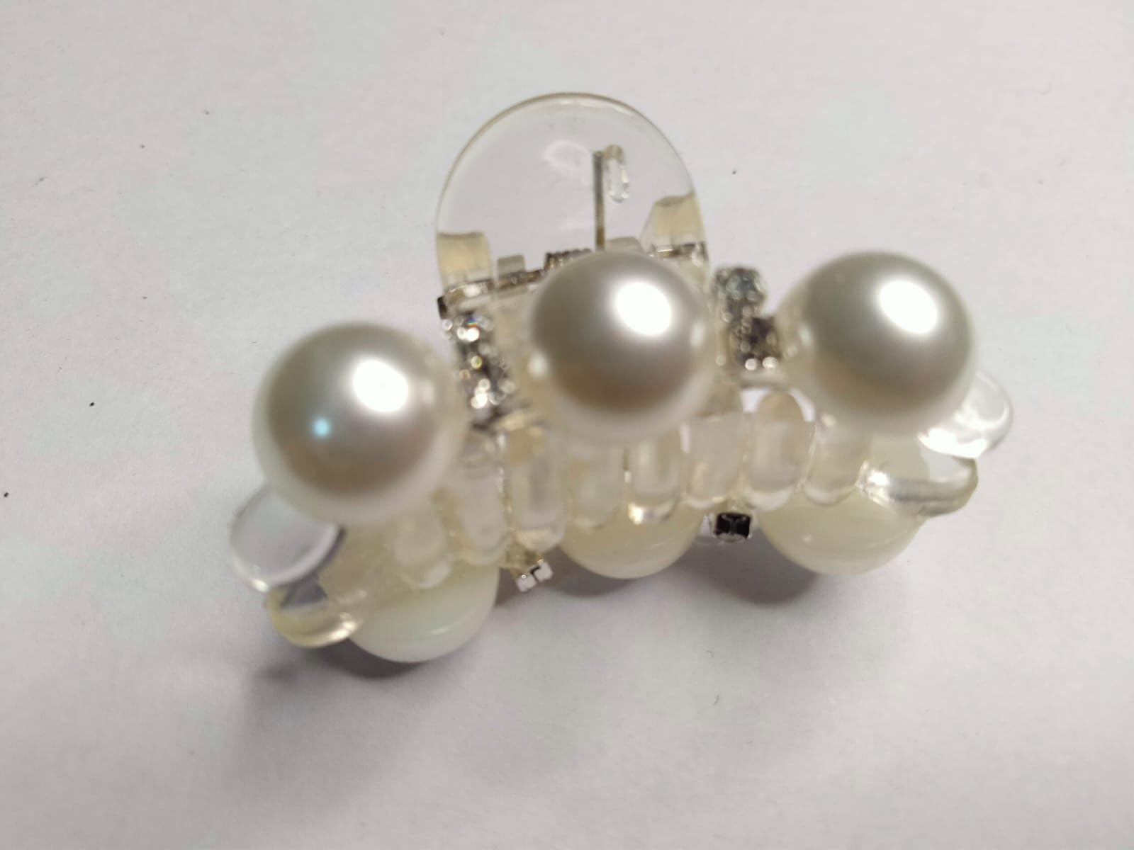 **Glam Niyati Pearl Hair Claw Clips – Transparent Banana Hair Clips, Non-Slip Barrette with Strong Hold – Fashion Hair Accessories for Women (Pack of 2) – Perfect for Parties, Weddings & Everyday Styling**