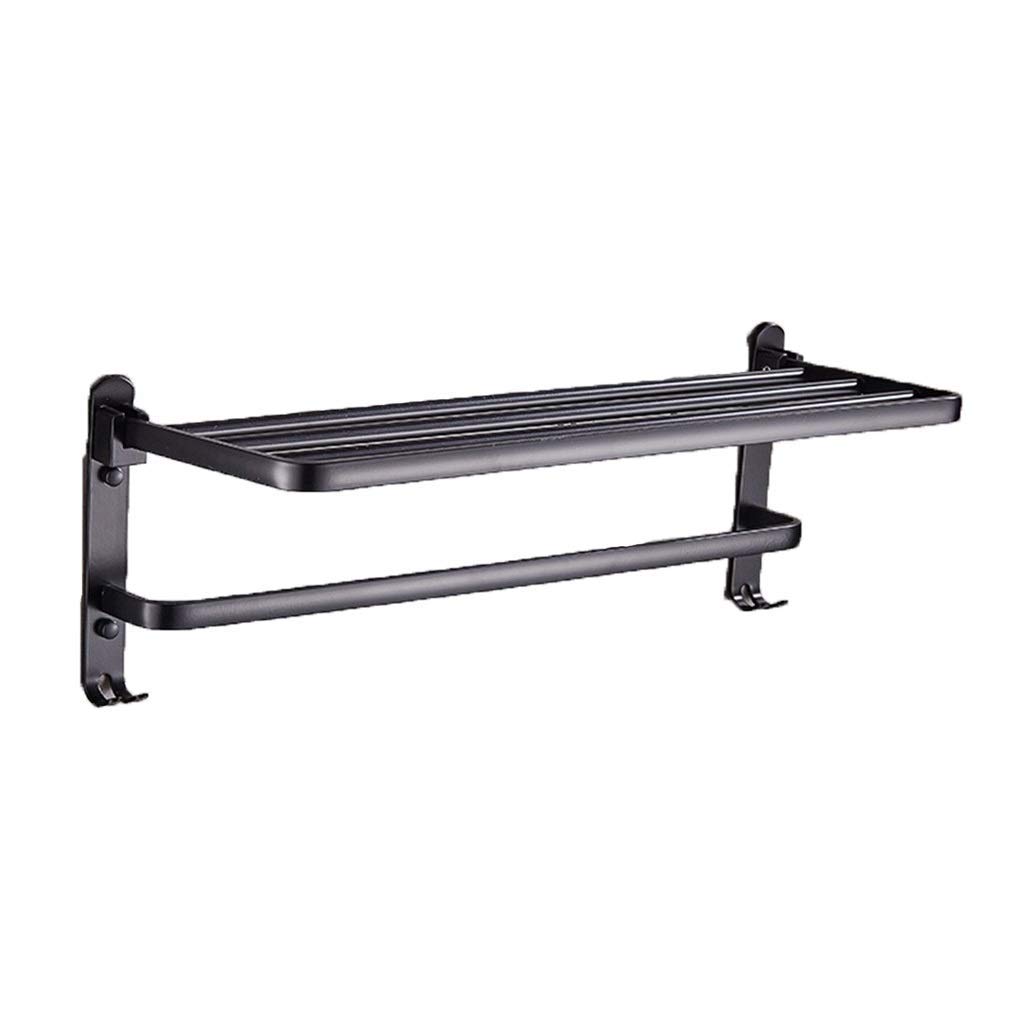 Black Aluminum Towel Bar - No Drill Space-Saving Bathroom Towel Rack for Modern Homes | Perfect for Small Bathrooms, Apartments & Vanities