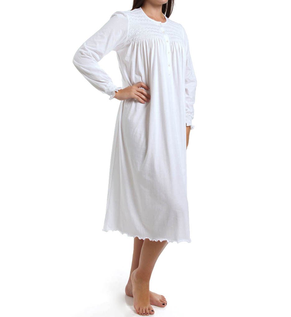 Women's Isabel Smocked Long Sleeve Nightgown - Soft Cotton Sleepwear for Comfortable Nights, Romantic Loungewear & Cozy Home Wear
