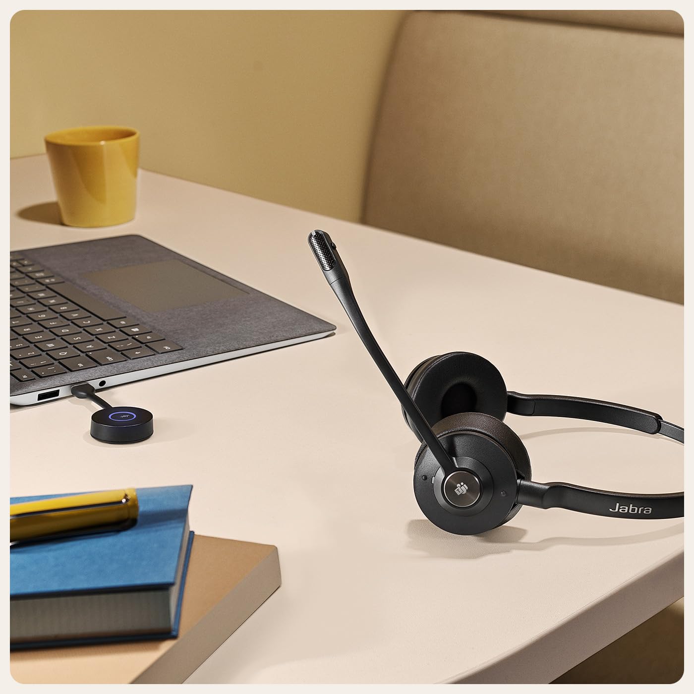 Jabra Engage 55 Stereo Wireless Headset with PanaCast 20 4K AI Video Conferencing Camera Bundle - Certified for Google Meet, Zoom & Microsoft Teams | Professional Office Headphones & Webcam for Remote Work, Online Meetings & Video Calls