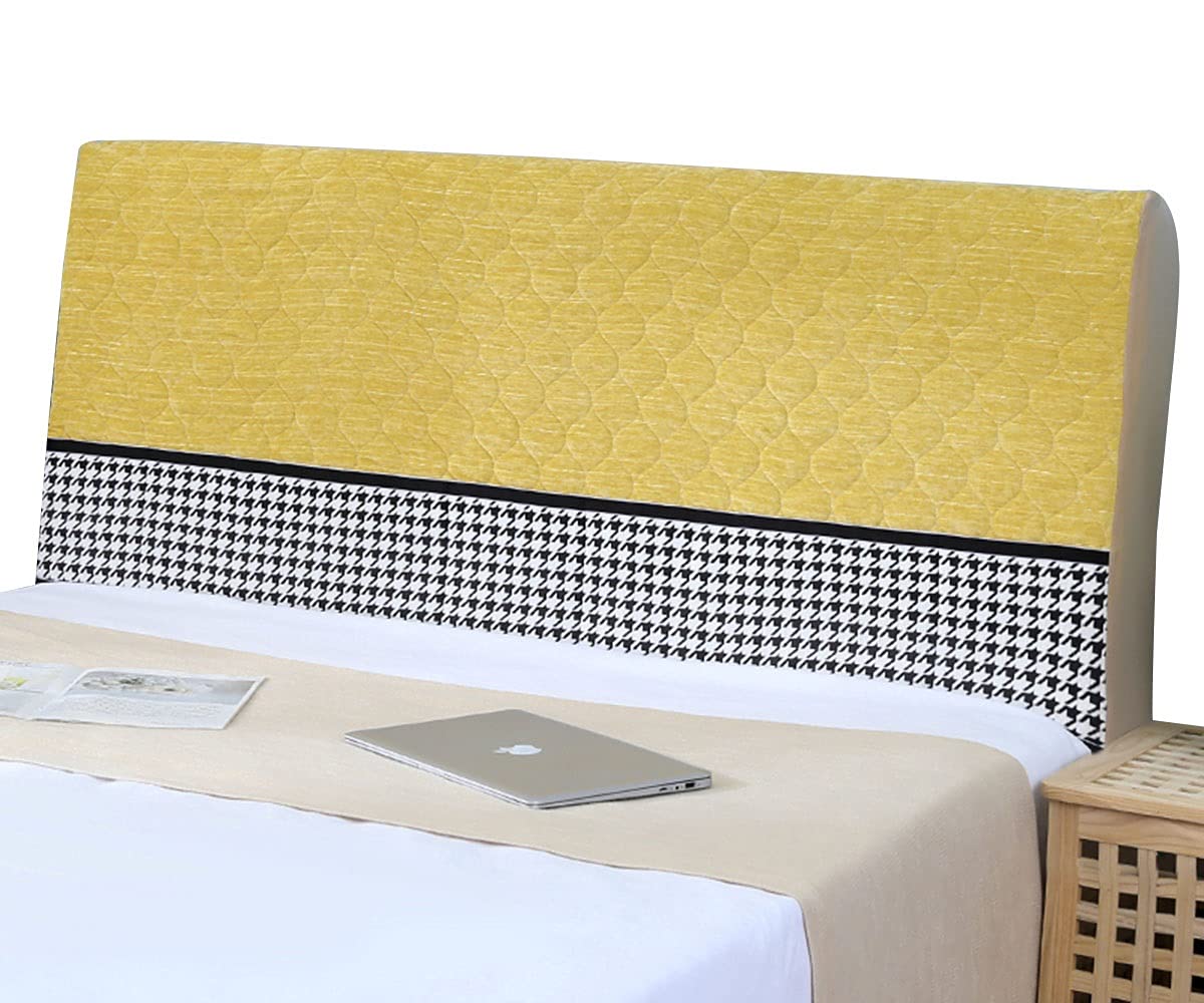 Elastic Washable Queen Headboard Cover Slipcover Protector - Anti-Collision, Dustproof Bed Headboard Cover for Bedroom Decor (Yellow, 120cm) - Perfect for Home, Hotel & Airbnb Styling