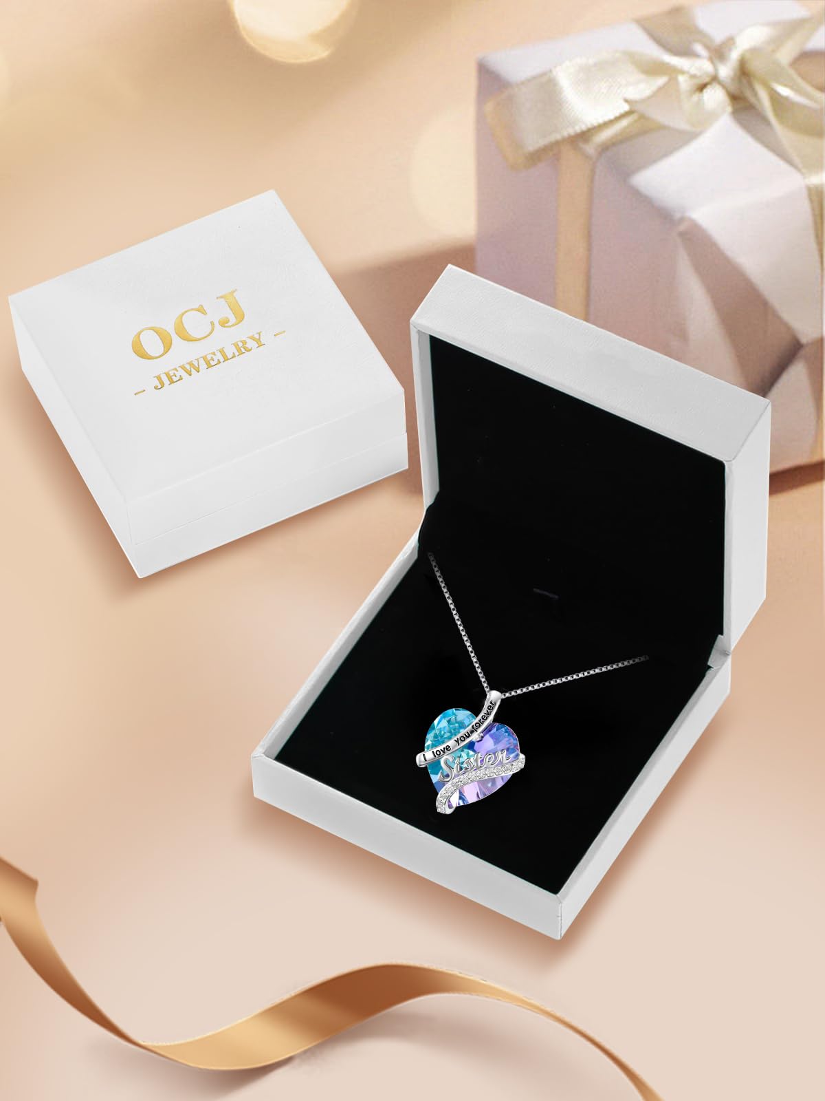925 Sterling Silver Heart Birthstone Necklace for Sister - Personalized Sister Gift with Birthstone, Birthday, Anniversary & Valentine's Day Jewelry - Perfect for Special Occasions & Sister Bonding Moments