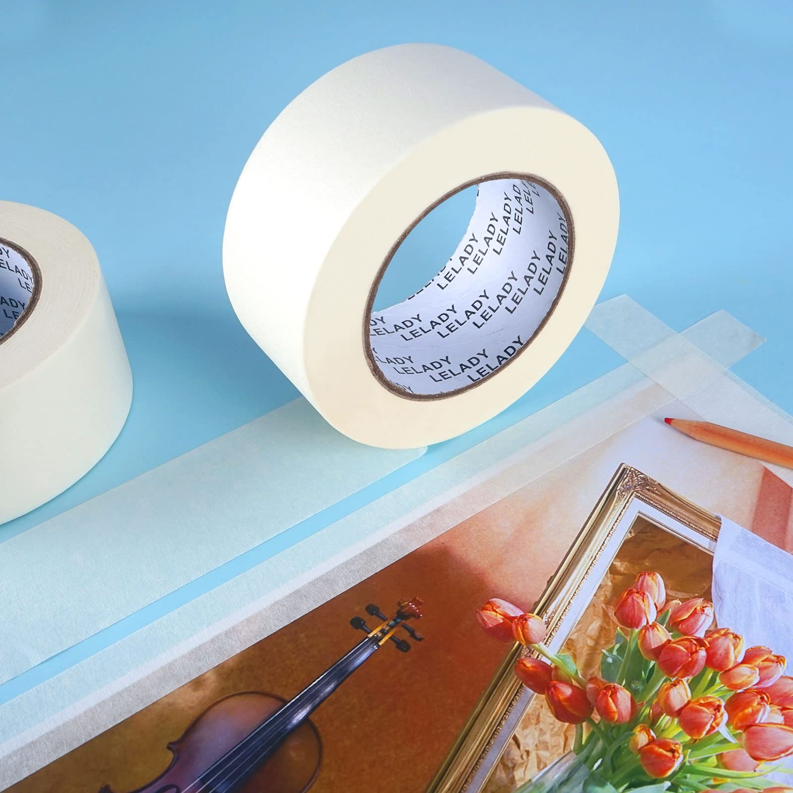 2 Inch x 60 Yards White Masking Tape - 3 Rolls | Painters Tape for DIY Projects, Arts & Crafts | Perfect for Home Decor, Wall Painting, Scrapbooking & Gift Wrapping
