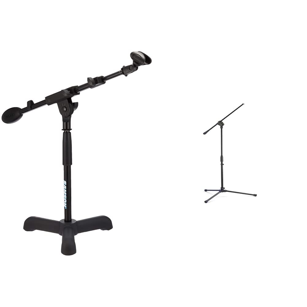 Samson MB1 Mini Boom Stand & MK10 Lightweight Microphone Stand - Professional Adjustable Mic Boom Arm for Studio Recording, Podcasting, Live Streaming & Voice Overs