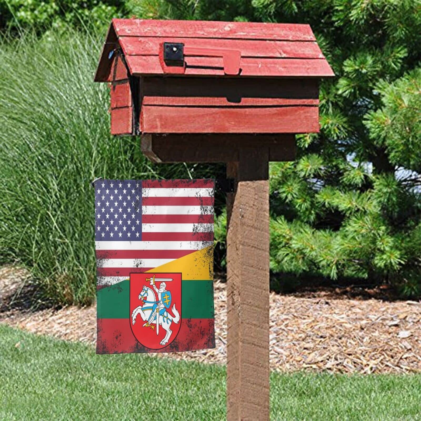 USA & Lithuania Double Sided Garden Flag - Half American Half Lithuanian Flag for Outdoor Decor, Yard, Home, Patio | Perfect for International Events, Cultural Celebrations & Patriotic Displays