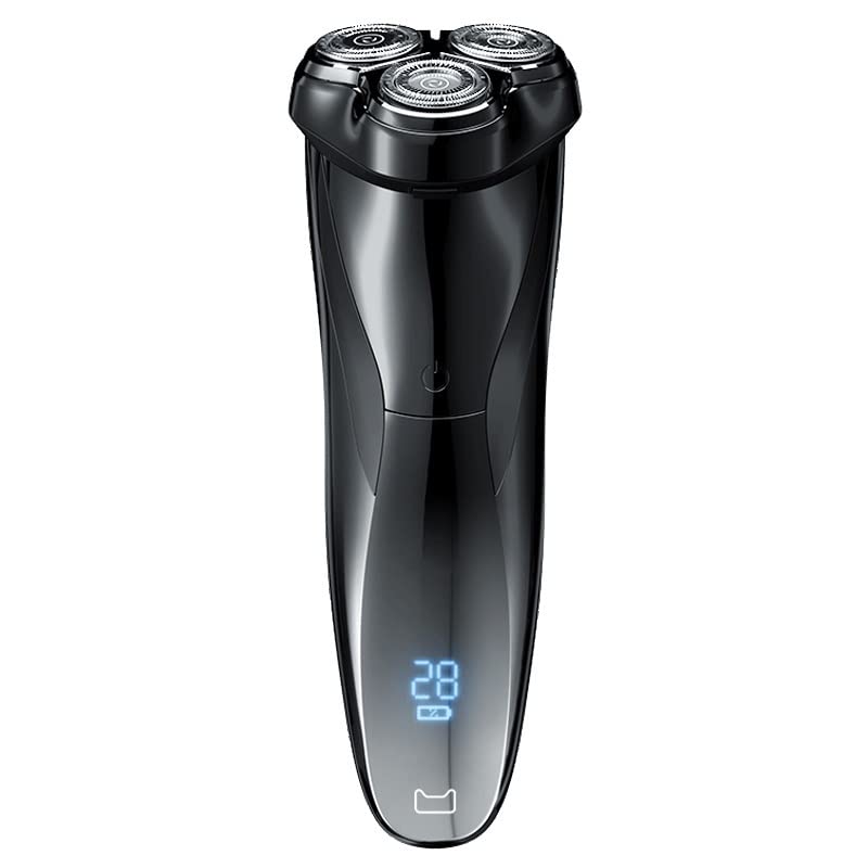 Men's Electric Razor with LCD Power Display - Rechargeable IPX7 Waterproof Shaver for Wet/Dry Use - Full Body Washable Black Electric Razor for Travel, Gym & Daily Shaving