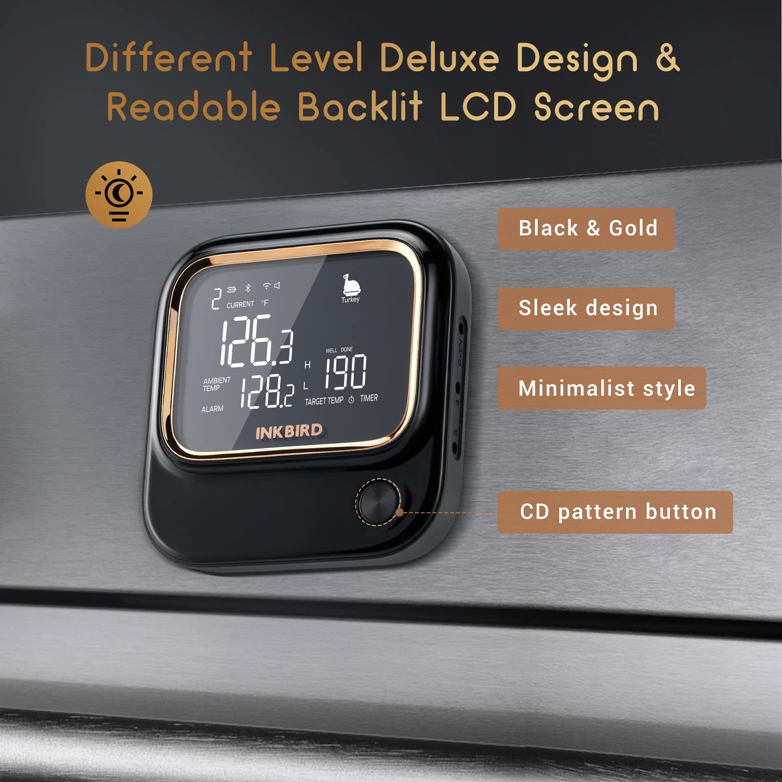 Inkbird IBT-26S 5GHz WiFi & Bluetooth 5.1 Wireless Meat Thermometer with 4 Probes - Smart BBQ Grill Thermometer for Smoking, Grilling, Roasting - APP Control, Alarm Timer, Backlit LCD, Rechargeable Battery - Perfect for Outdoor Cooking, Backyard Parties & Home Kitchen Use