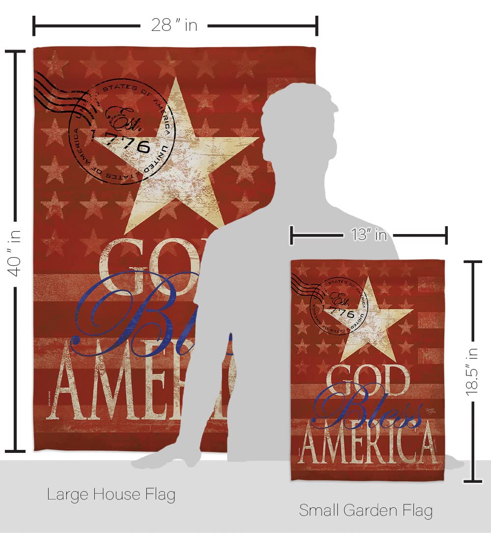 Patriotic God Bless America Flag Set w/Flagpole for Home & Garden Decor