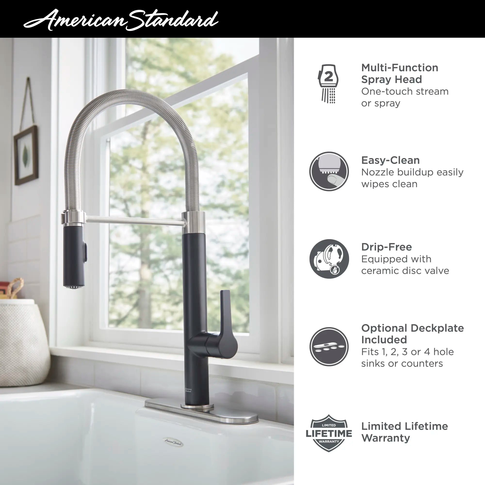 Grayson Semi-Professional Single Handle Kitchen Faucet - High Arc Pull Down Sprayer, Brushed Nickel Finish for Modern Home & Restaurant Use