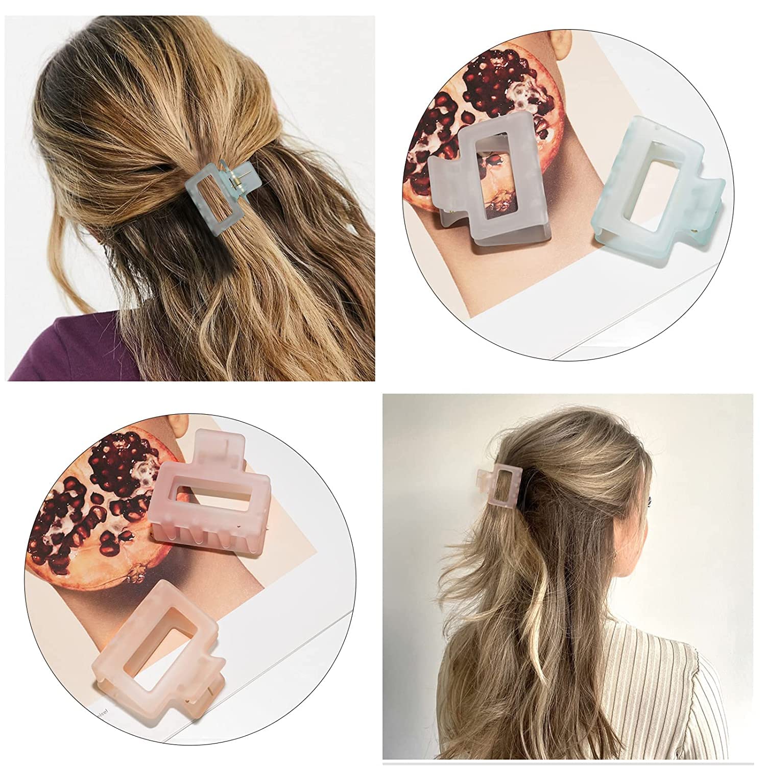 GT Gloptook Korean Fashion Large Pearl Hair Claw Clips - Set of 4 Stylish Barrettes for Women & Girls, Perfect for Long Hair Updos, Parties, Weddings & Daily Use