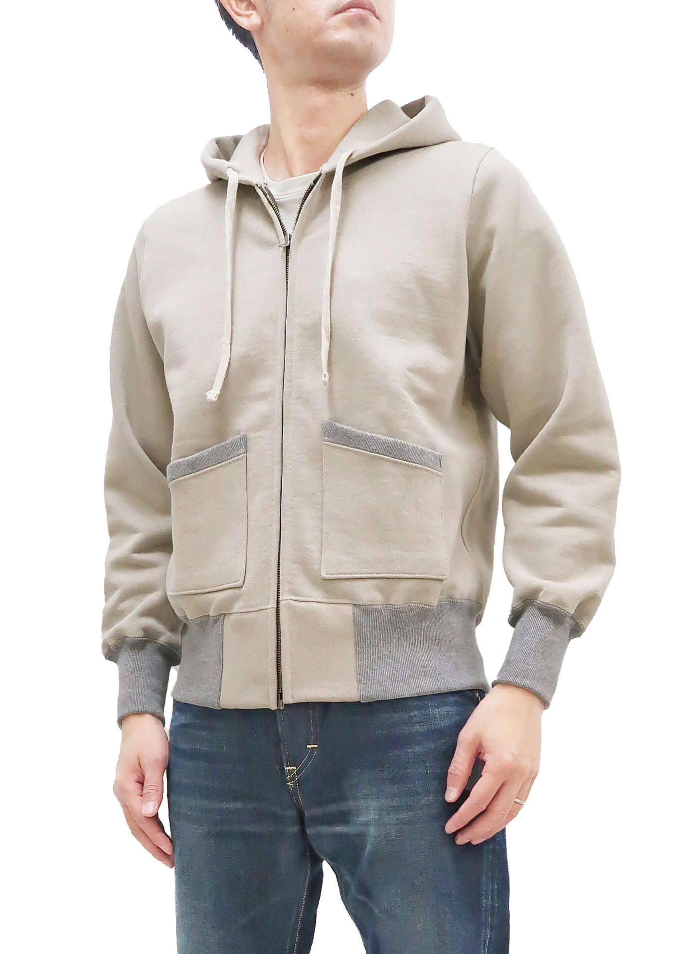 TOYS McCOY Men's Vintage Plain Zip Up Hoodie - Solid Zip Hooded Sweatshirt TMC2468 in Sand Beige | Casual Wear, Street Style, Everyday Comfort