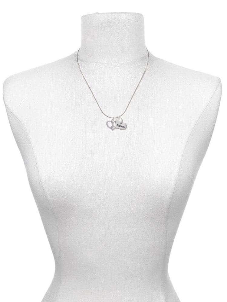 Delight Jewelry Sterling Silver Heart Peace Sign Necklace Set - Mother & Daughter Matching Pendant (19