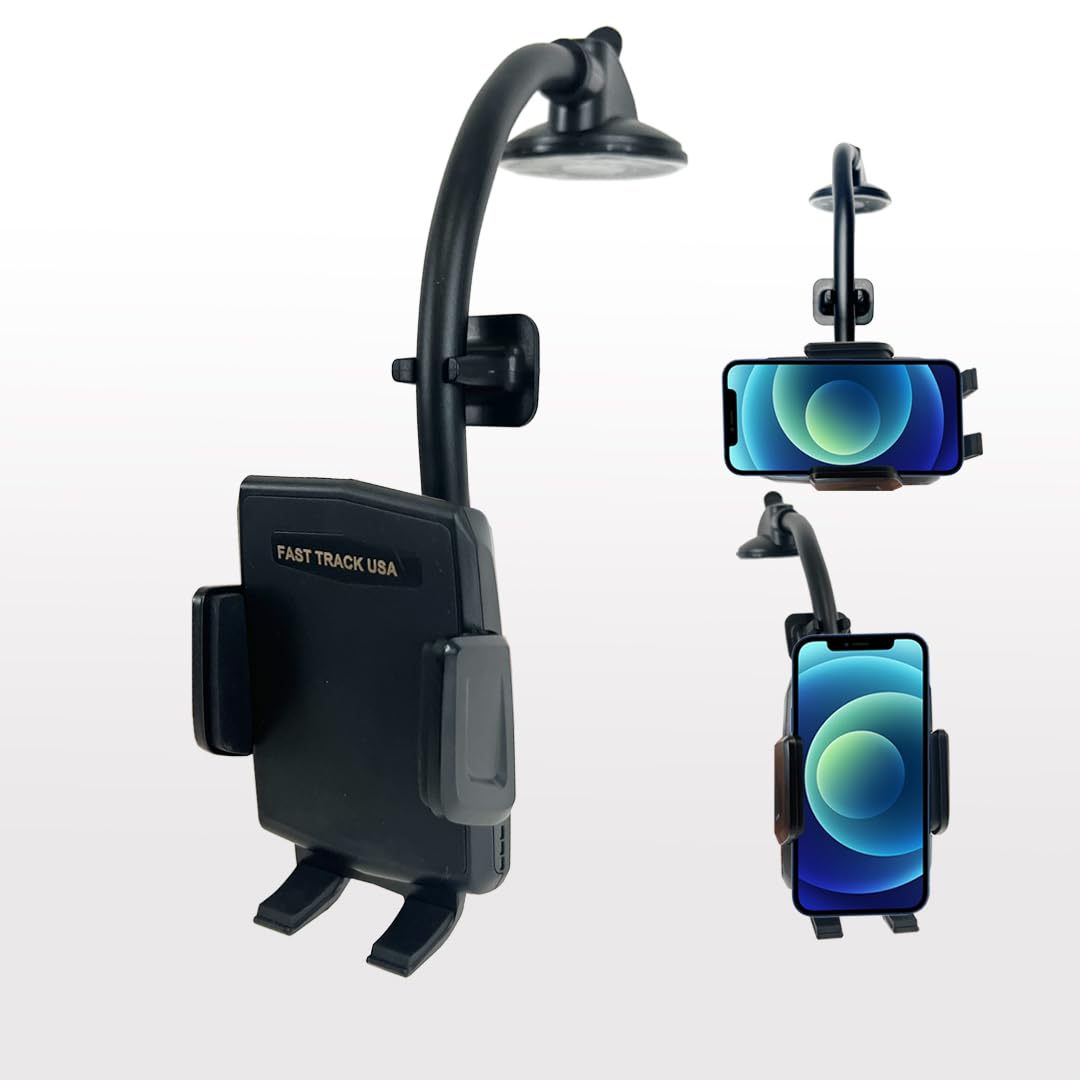 Long Neck Anti-Shake Car Phone Mount Holder - Universal Smartphone Stand for Windshield & Dashboard with Strong Suction Cup - Compatible with iPhone, Samsung, Google Pixel - Perfect for GPS Navigation & Hands-Free Driving