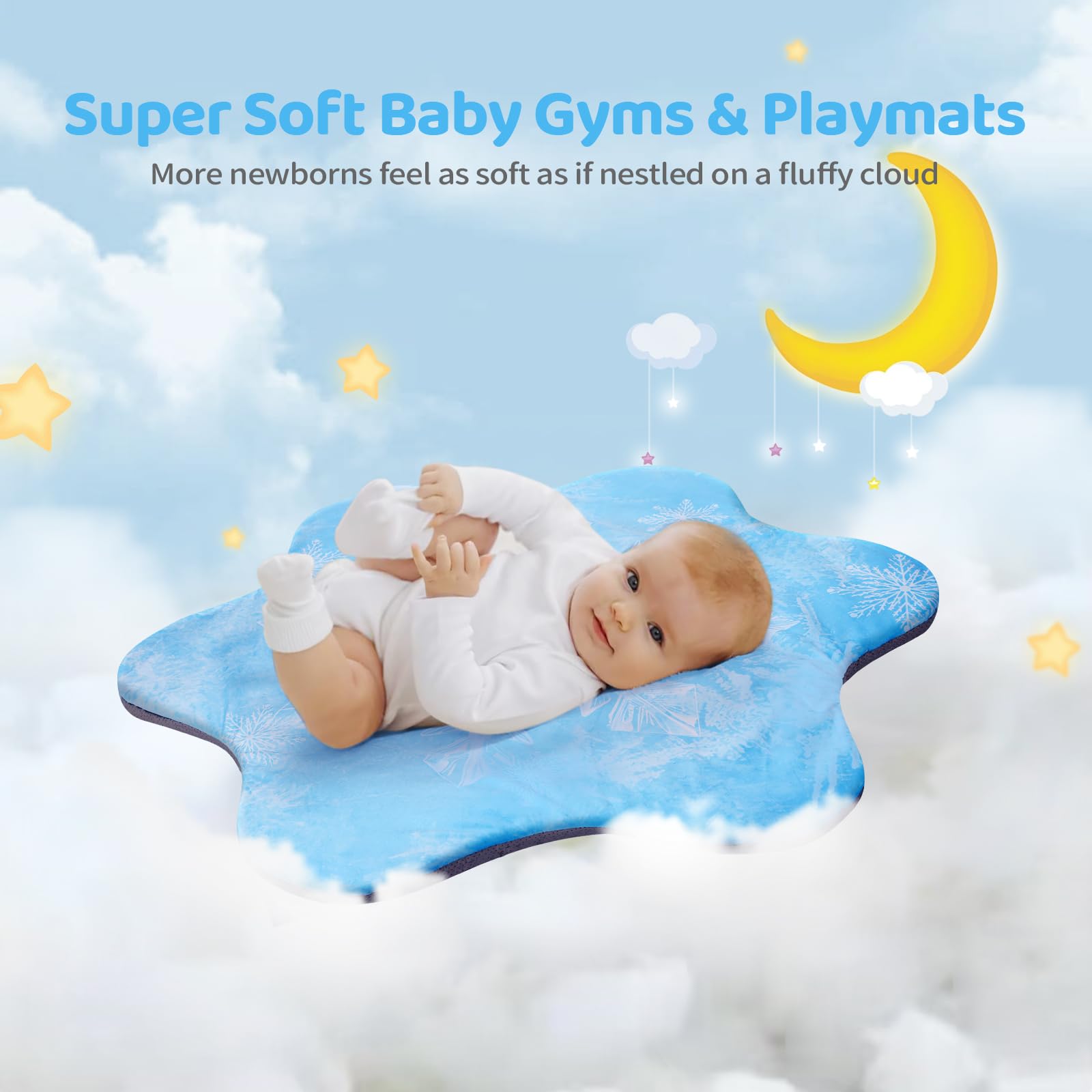 BNAKKON Baby Play Gym Mat - Extra Thick & Soft Activity Mat for Infants 0-18 Months | 5 Detachable Sensory Toys for Tummy Time & Motor Skill Development | Perfect for Nursery, Daycare & Playtime (White)