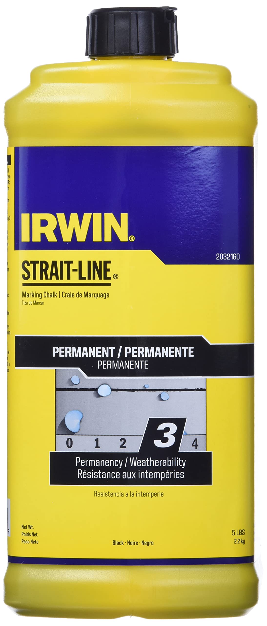IRWIN Tools 2032160 Strait-Line Permanent Marking Chalk - Heavy Duty Construction Chalk Line for Precise Layouts - Ideal for Carpentry, Masonry & DIY Projects