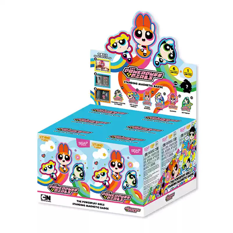 Soap Studio The Powerpuff Girls Standing Magnetic Badge Blind Box - Collectible Figures for Fans, Kids Room Decor & Office Desk Accessories