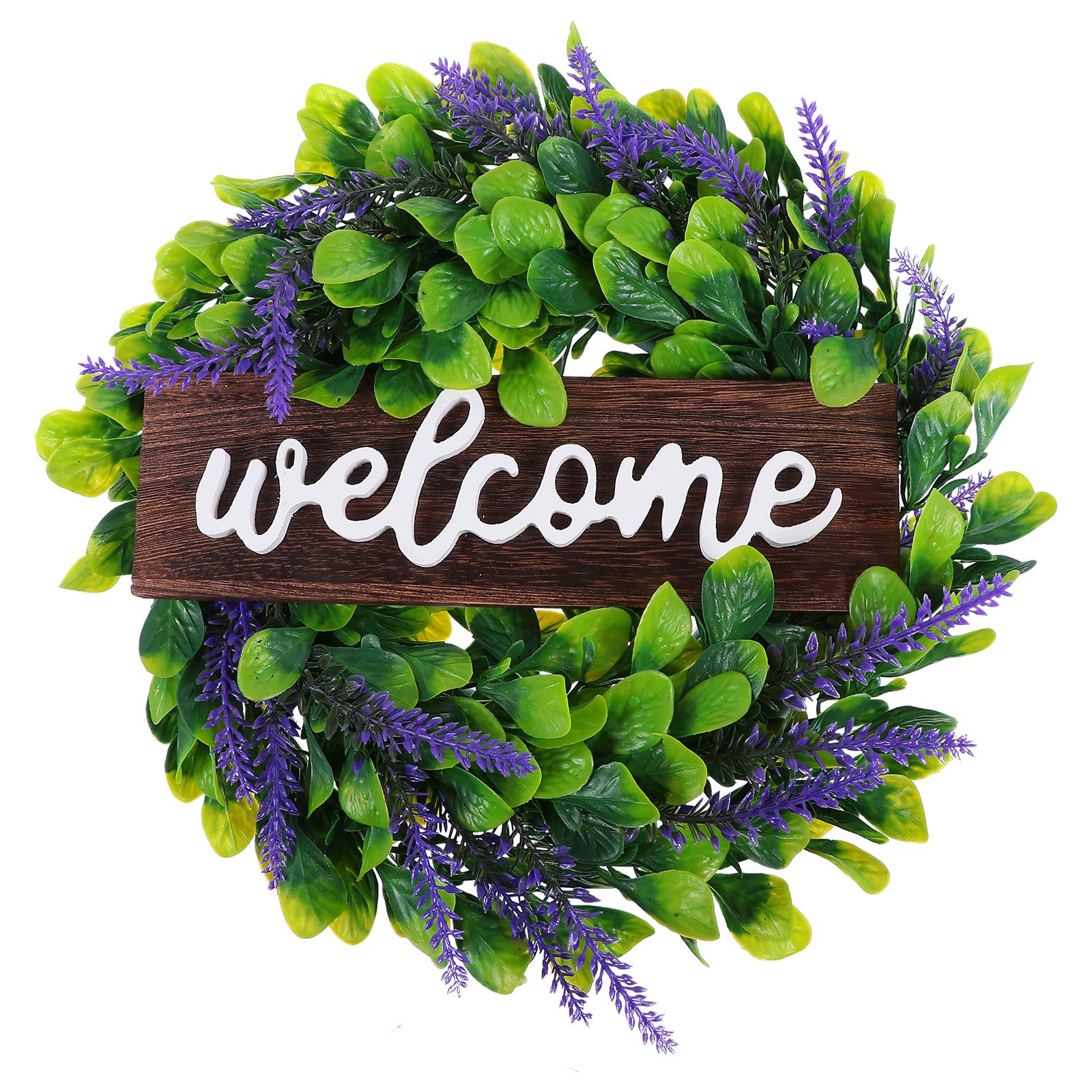 PRETYZOOM Artificial Lavender Wreath - Elegant Floral Door Hanging Decor for Home, Wedding, Party & Seasonal Decoration | Perfect for Front Door, Wall, Mantel & Table Centerpiece
