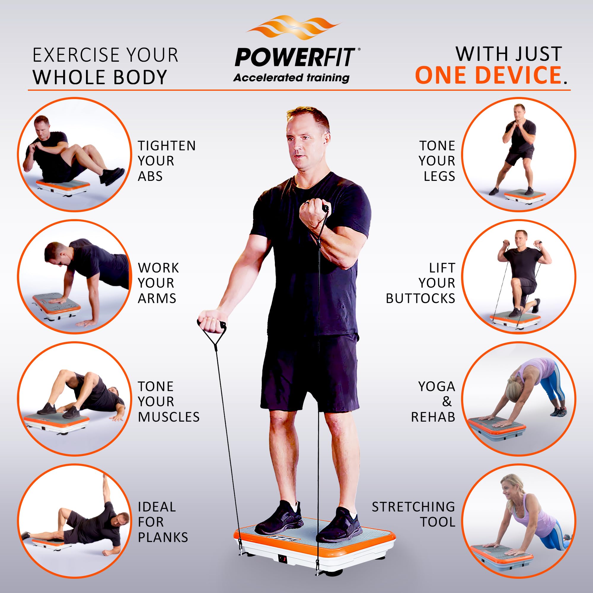 Power Fit Vibration Plate Exercise Machine with Remote - Whole Body Workout Platform for Weight Loss, Lymphatic Drainage & Toning | Includes Resistance Bands & Diet Plan | Home Gym Fitness Equipment for Women & Men