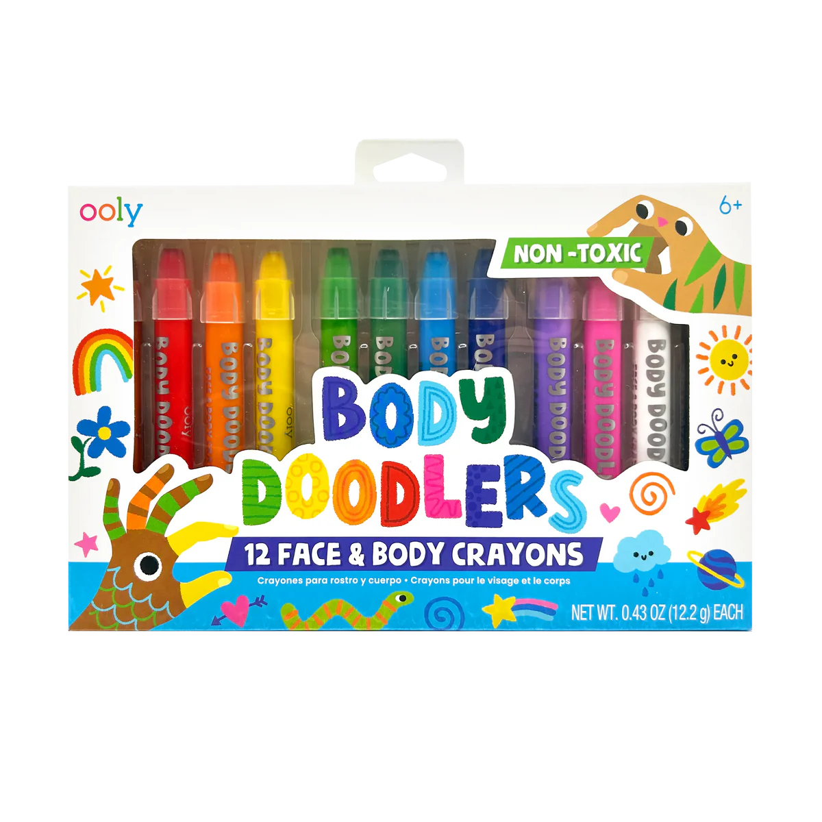 Body Doodlers Face and Body Crayons - Non-Toxic Washable Art Supplies for Kids, Safe Skin Drawing & Face Painting - Perfect for Birthday Parties, Halloween Costumes & Creative Play
