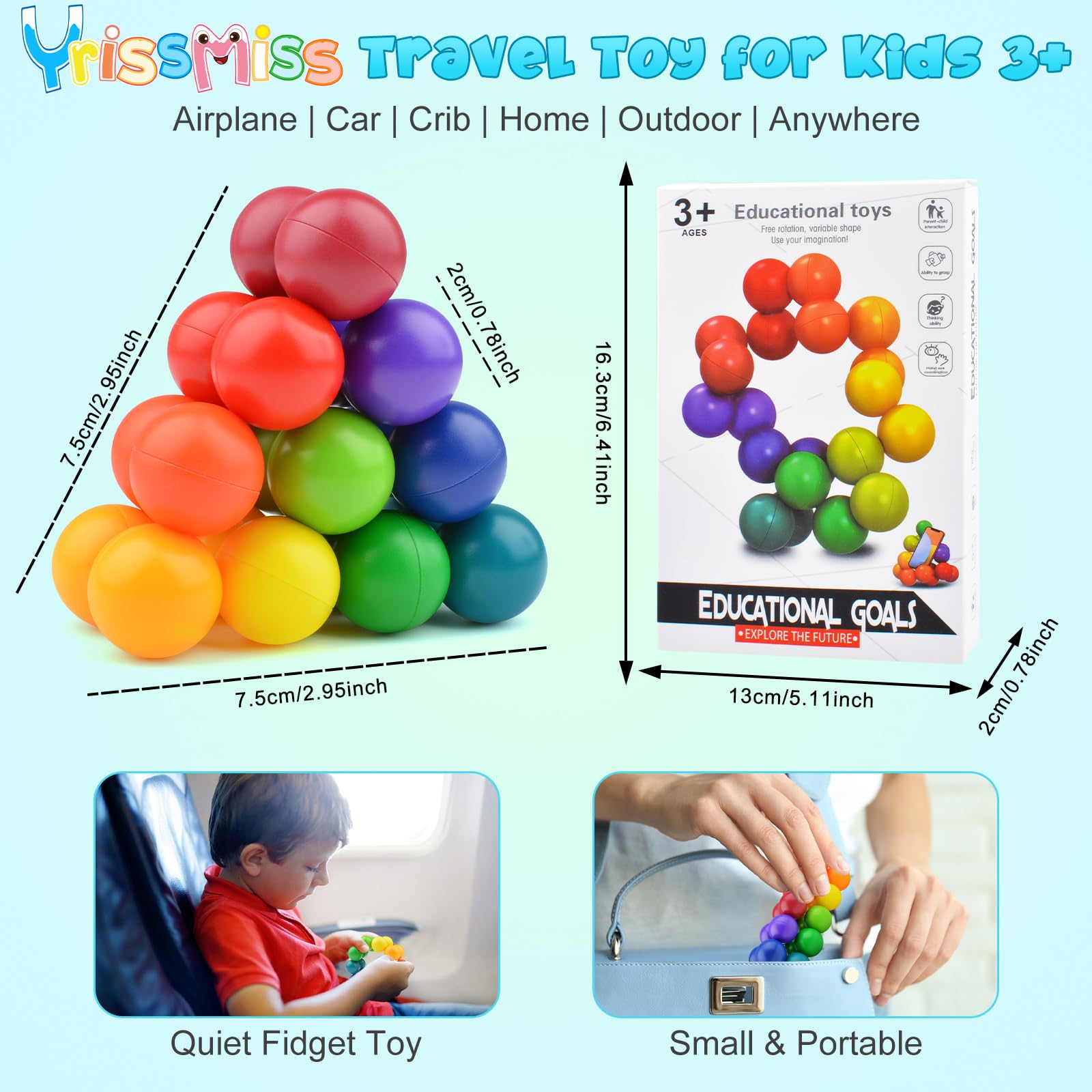 2PCS Autism Sensory Toys for Kids & Adults - Stress Relief Fidget Toys for Children with Autism Ages 3-7, Calming Sensory Toys for Toddlers 3-4 - Perfect Travel Toys, Stocking Stuffers & Birthday Gifts for Kids with Special Needs (Great for Classroom, Therapy & Home Use)