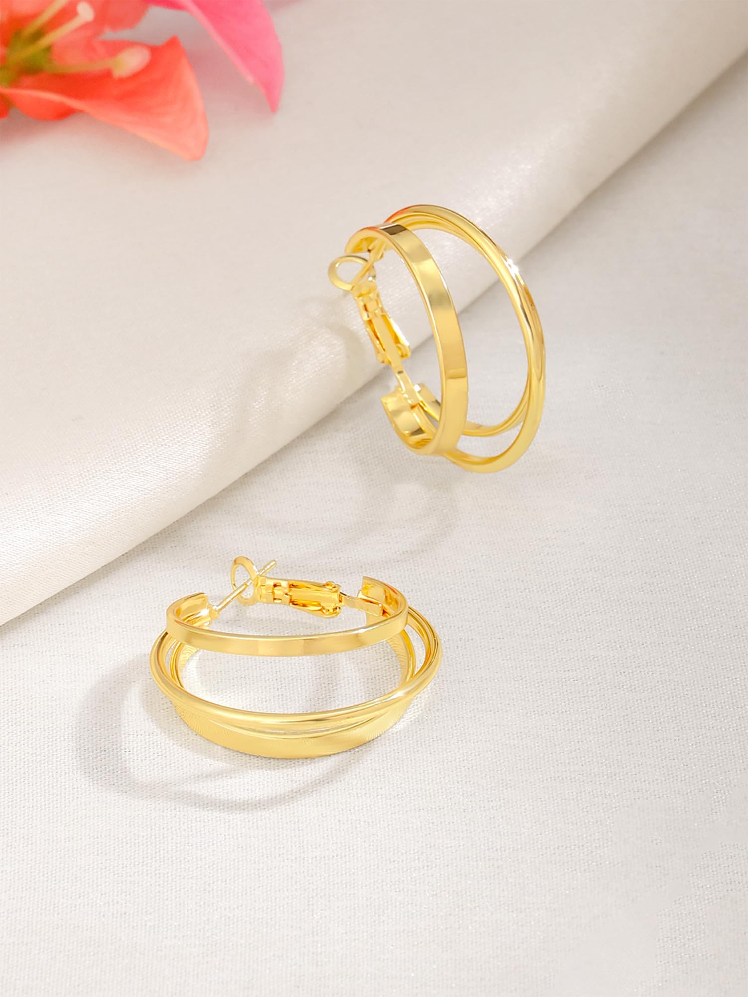 Fashionable Yellow Chimes Hoop Earrings for Women - Gold Plated Layered Bali Hoops | Trendy Golden Hoop Earrings for Girls & Women | Perfect Birthday & Anniversary Gift for Wife, Girlfriend, Mother | Great for Parties, Date Nights & Special Occasions