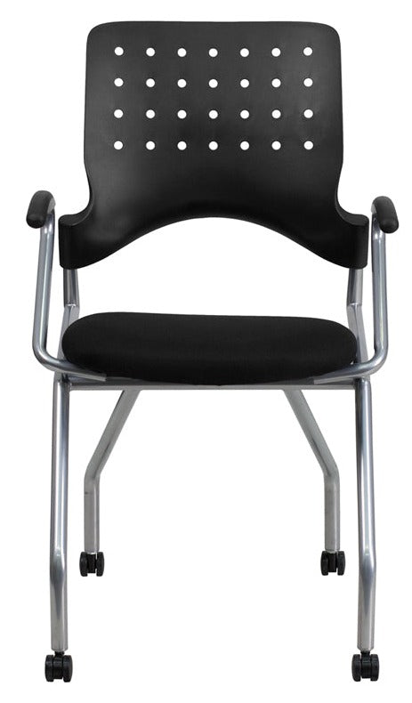 FLASH Galaxy Mobile Nesting Chair with Arms & Black Fabric Seat - Compact Folding Chair for Outdoor, Camping, Picnics & Home Use